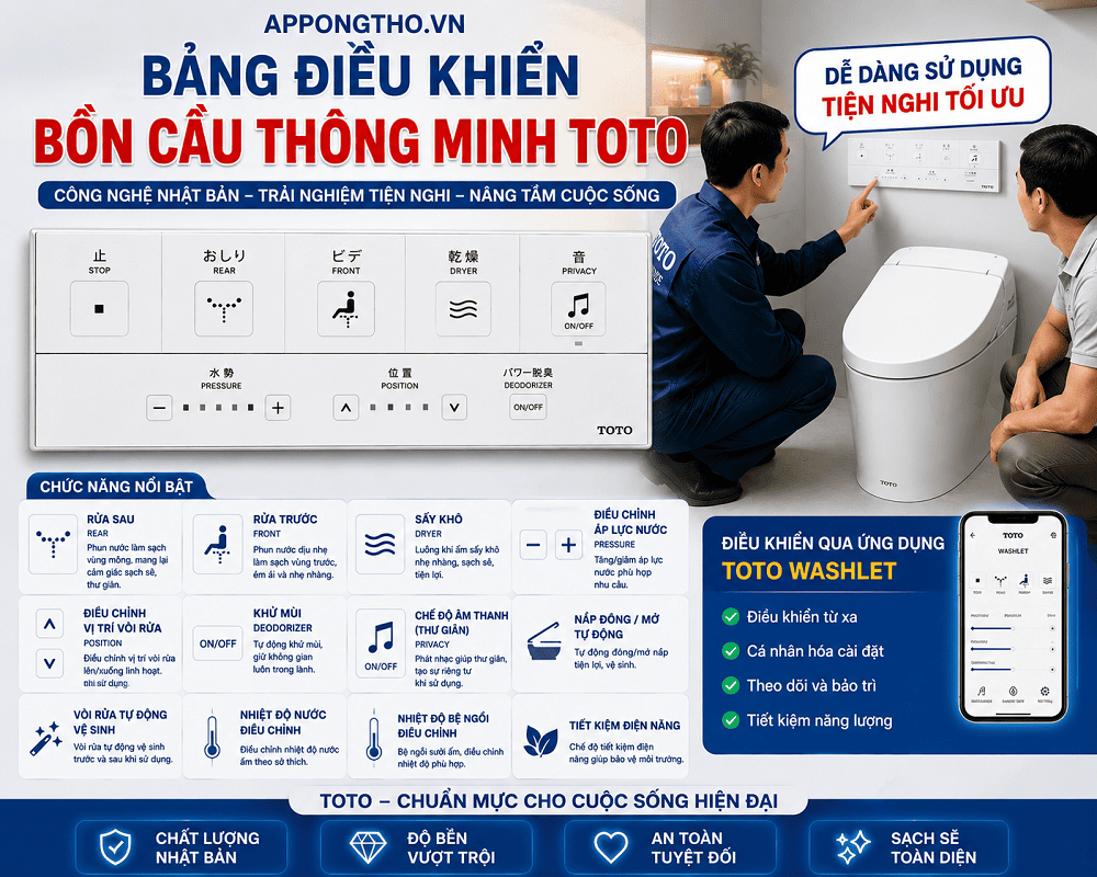 Cách sử dụng các chức năng trên bồn cầu TOTO