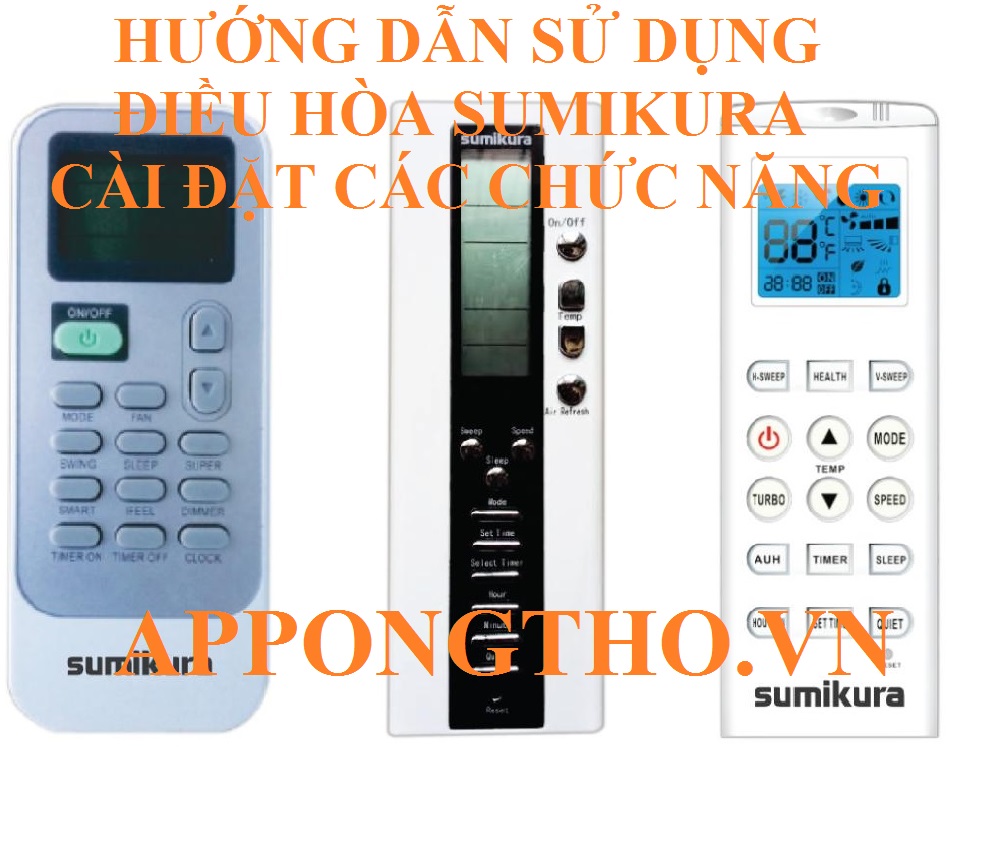 Nút phím bấm trên tay khiển điều hòa Sumikura
