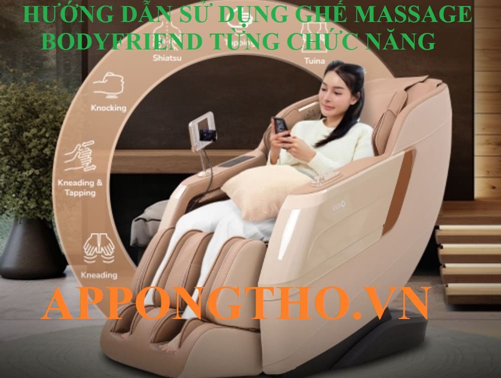 26. Di chuyển vị trí massage lên Position Up (↑ BODY) trên ghế Massage Bodyfriend