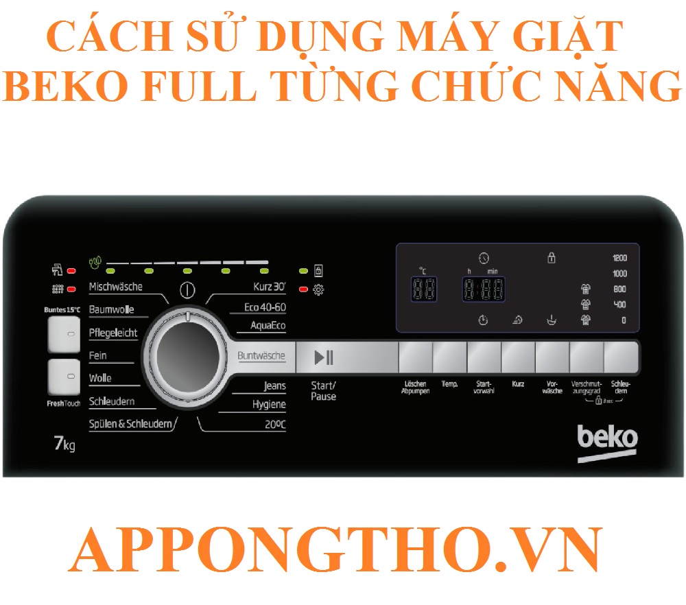 24. Cách thiết lập Xả thêm (Extra Rinse) trên máy giặt Beko