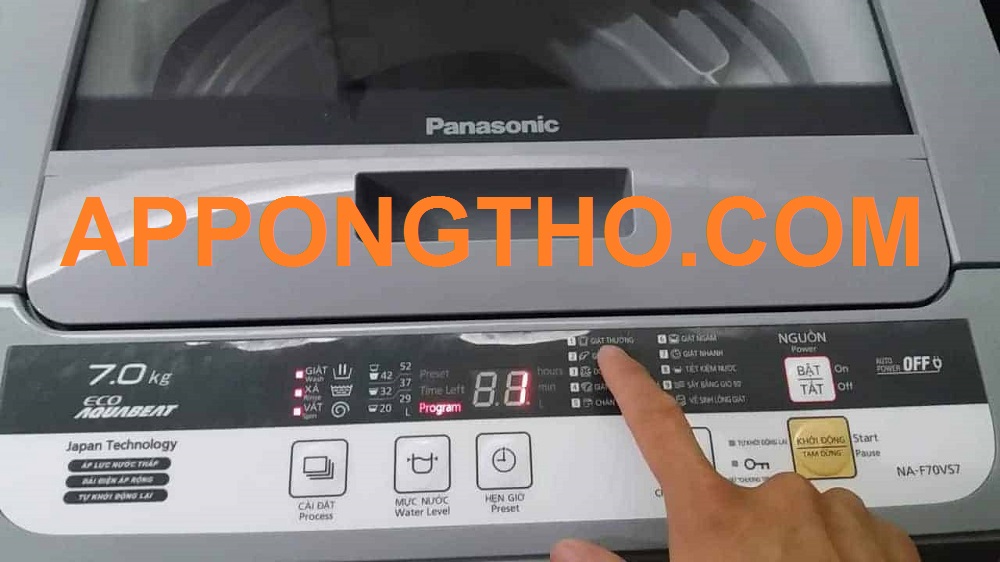 30 nút, phím bấm trên bảng điều khiển máy giặt Panasonic