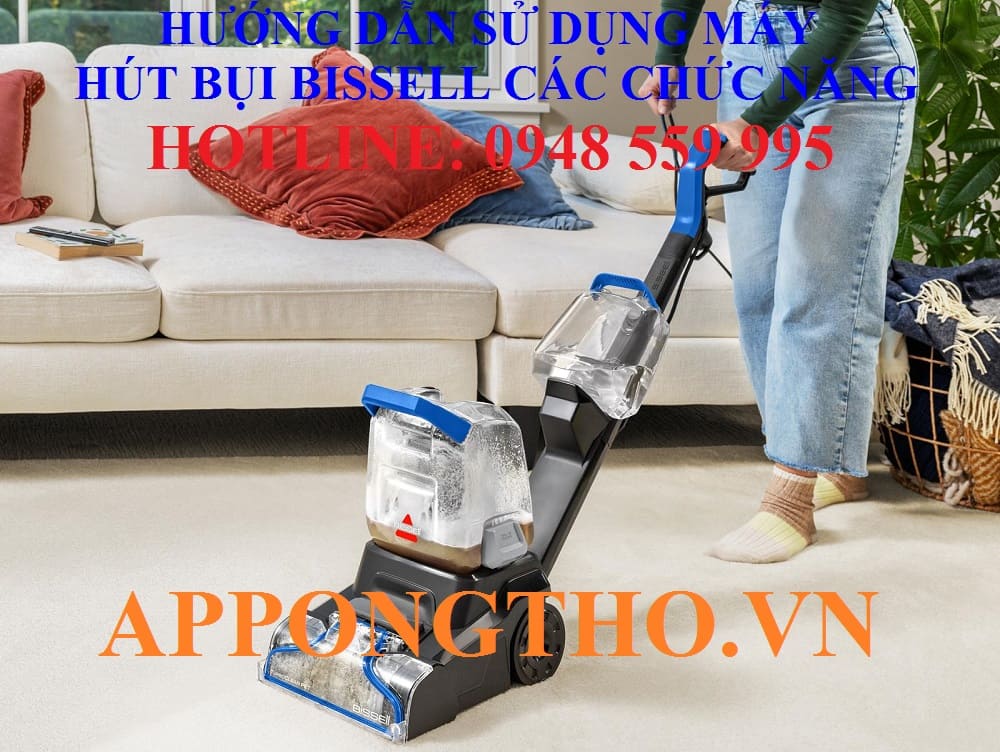 6. Cài đặt Phun nước – Spray máy hút bụi Bissell