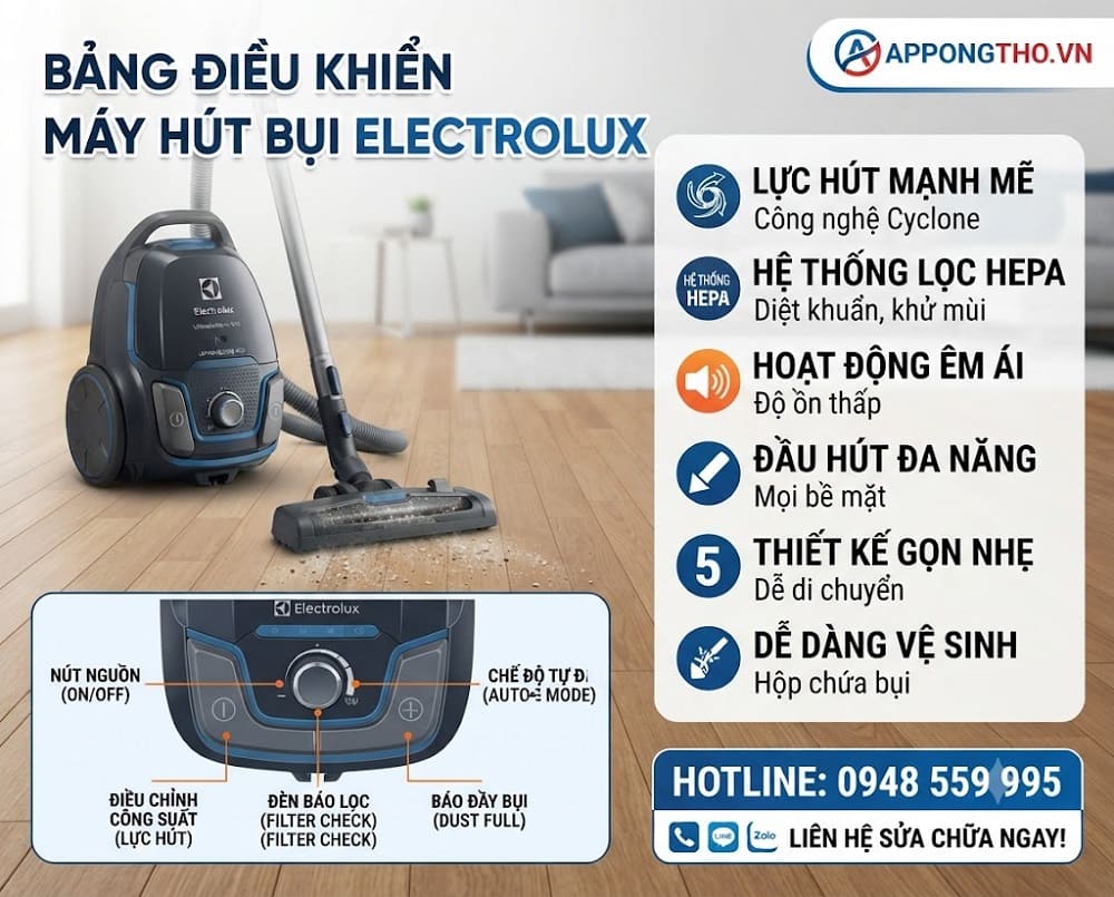 Cách sử dụng máy hút bụi Electrolux từng chức năng