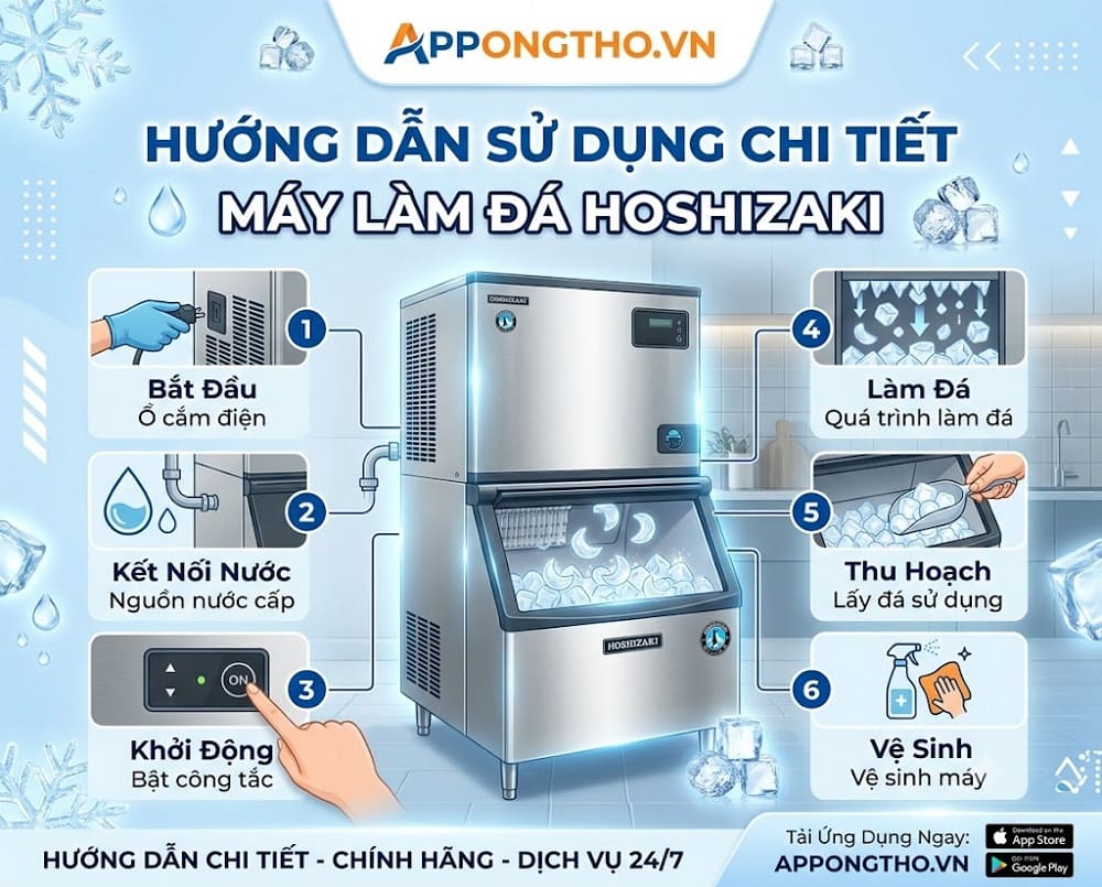 13. Cài đặt PUMP – Bơm nước máy làm đá Hoshizaki