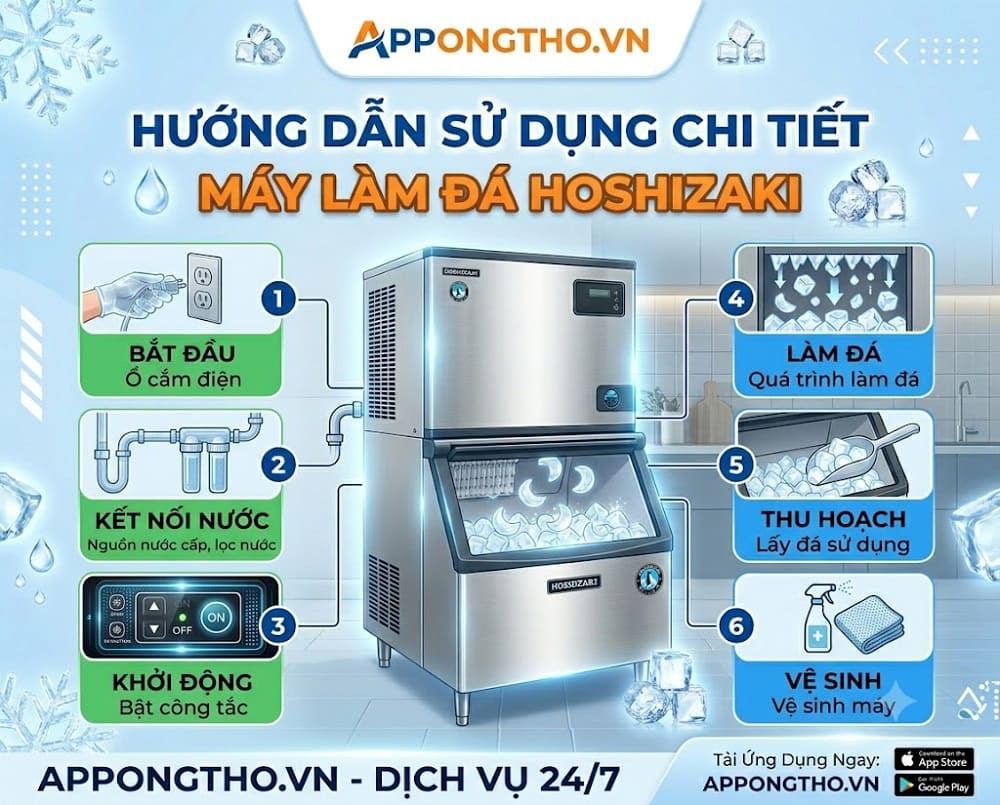 Cách sử dụng máy làm đá Hoshizaki chi tiết từng chức năng