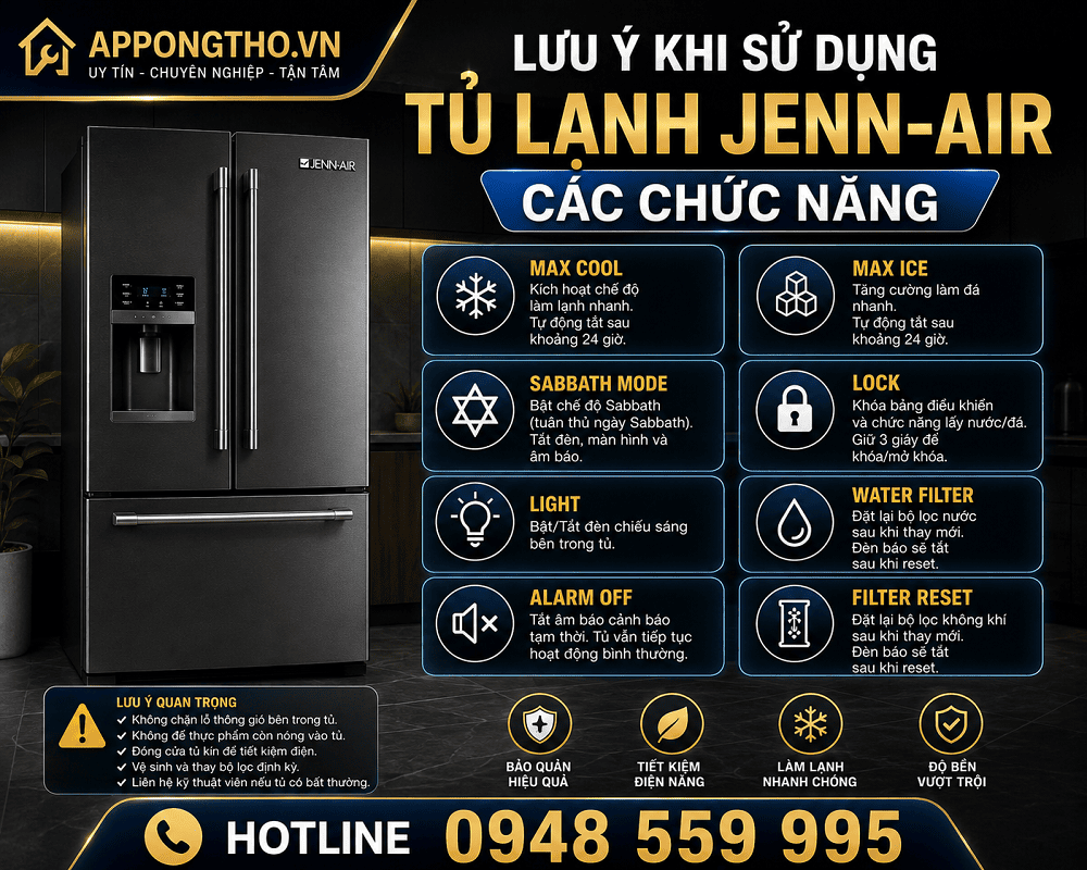 21. Cách tắt làm đá (Ice Off) trên tủ lạnh Jenn-Air