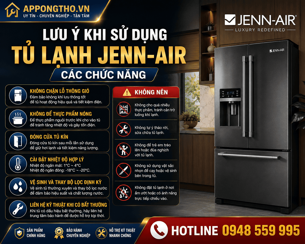 Hướng dẫn sử dụng tủ lạnh Jenn-Air chi tiết