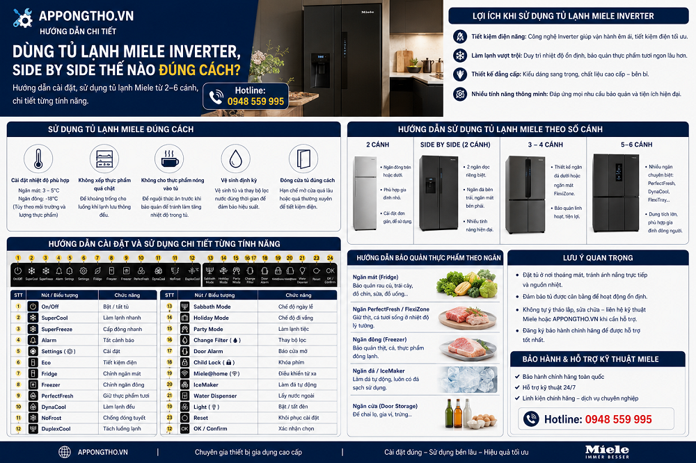 Hướng Dẫn Sử Dụng Tủ Lạnh Miele Cài Đặt Chi Tiết Chức Năng