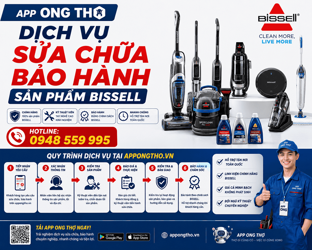 30 Địa chỉ sửa chữa sau bảo hành Bissell uy tín tại Hà Nội