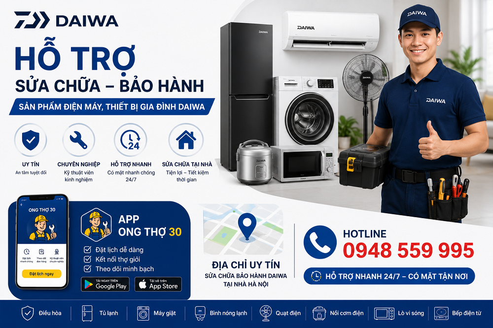 30 Địa chỉ sửa chữa bảo hành Daiwa uy tín tại Hà Nội