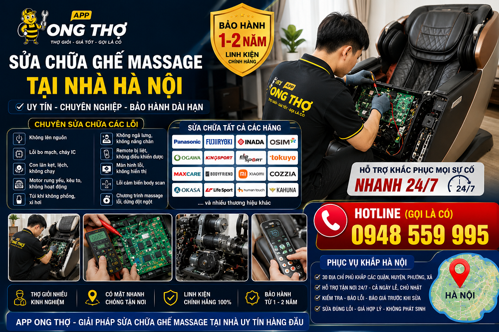 2. Sửa chữa ghế massage tại Cầu Giấy - Hà Nội