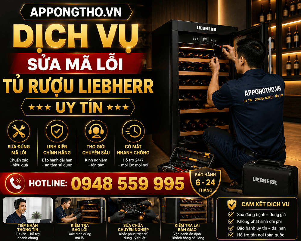 3. Tủ rượu Liebherr báo lỗi F2: Cảm biến