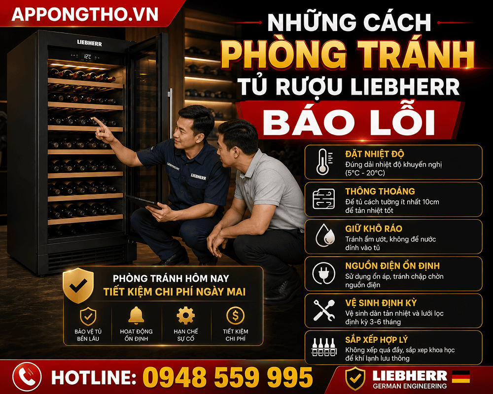 1. Tủ rượu Liebherr báo lỗi F0: Cảm biến