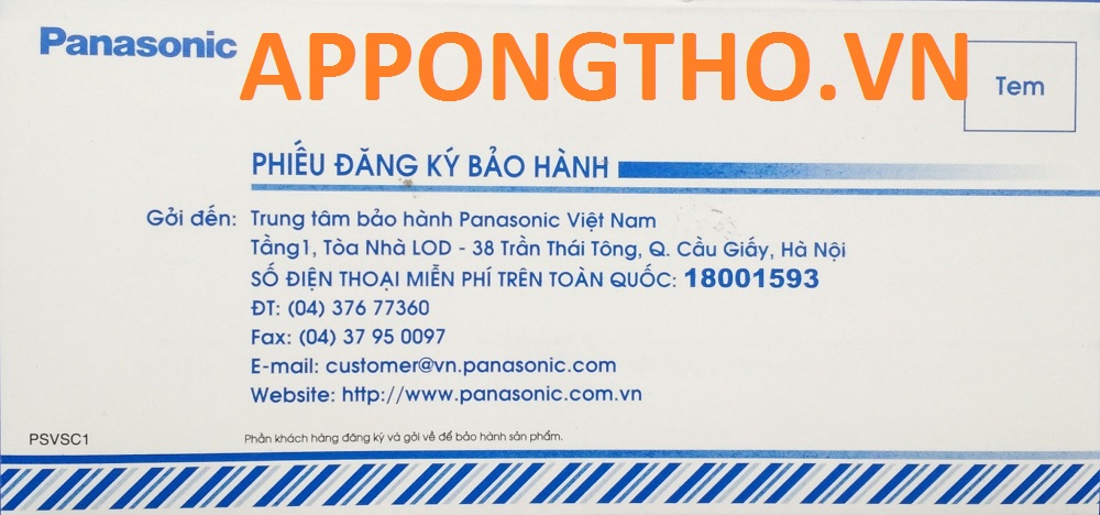 Phiếu bảo hành panasonic